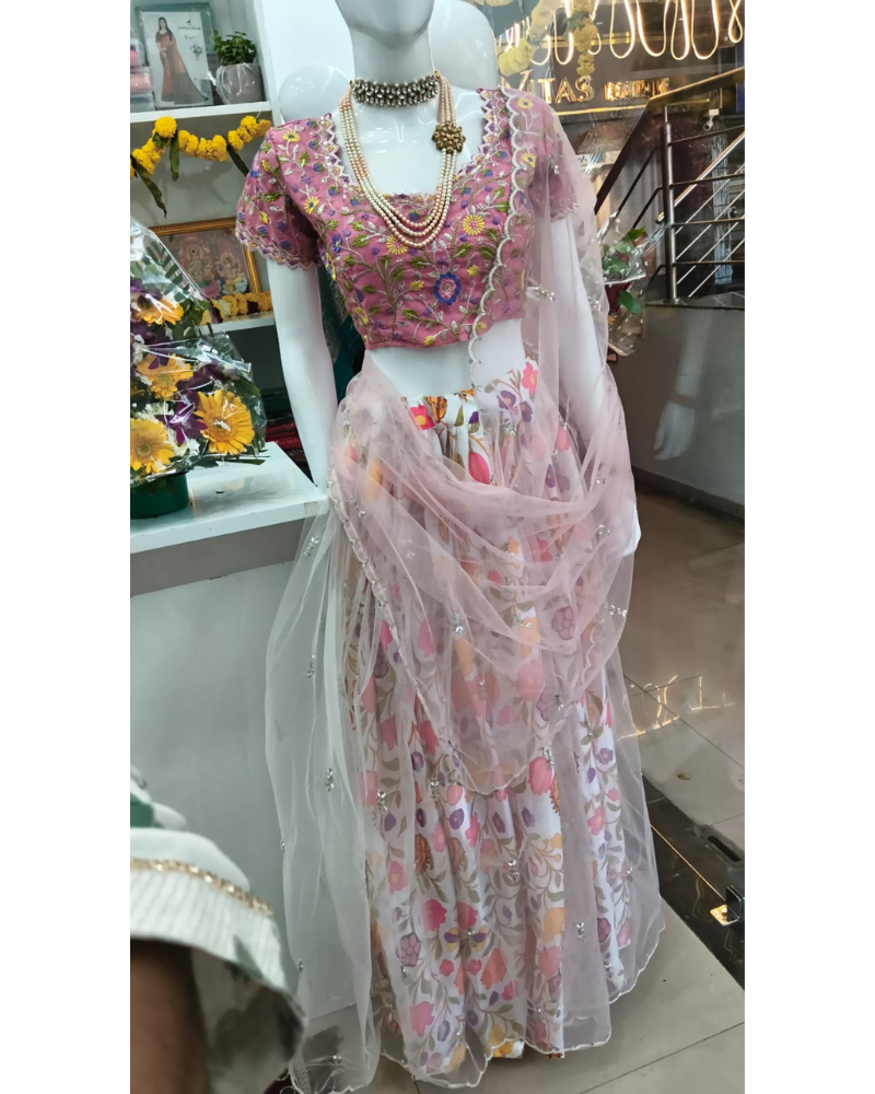 Designer Elegant lehenga with ready blouse with beautiful embroidery work