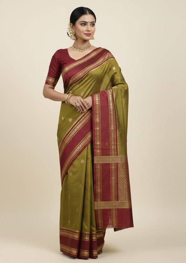 Maratha paithani semi silk 